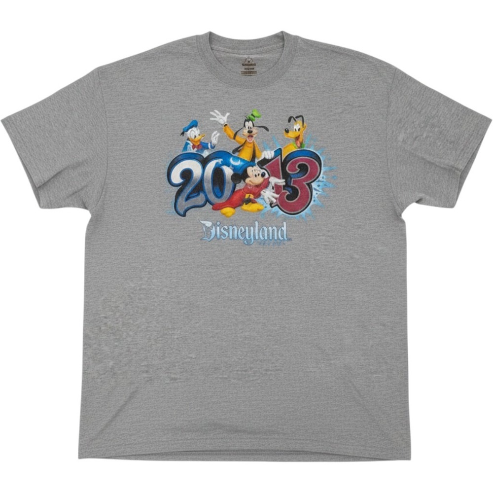 Disneyland‎ 2013 Mickey Mouse Friends Heather Gray Graphic T-Shirt Mens XL